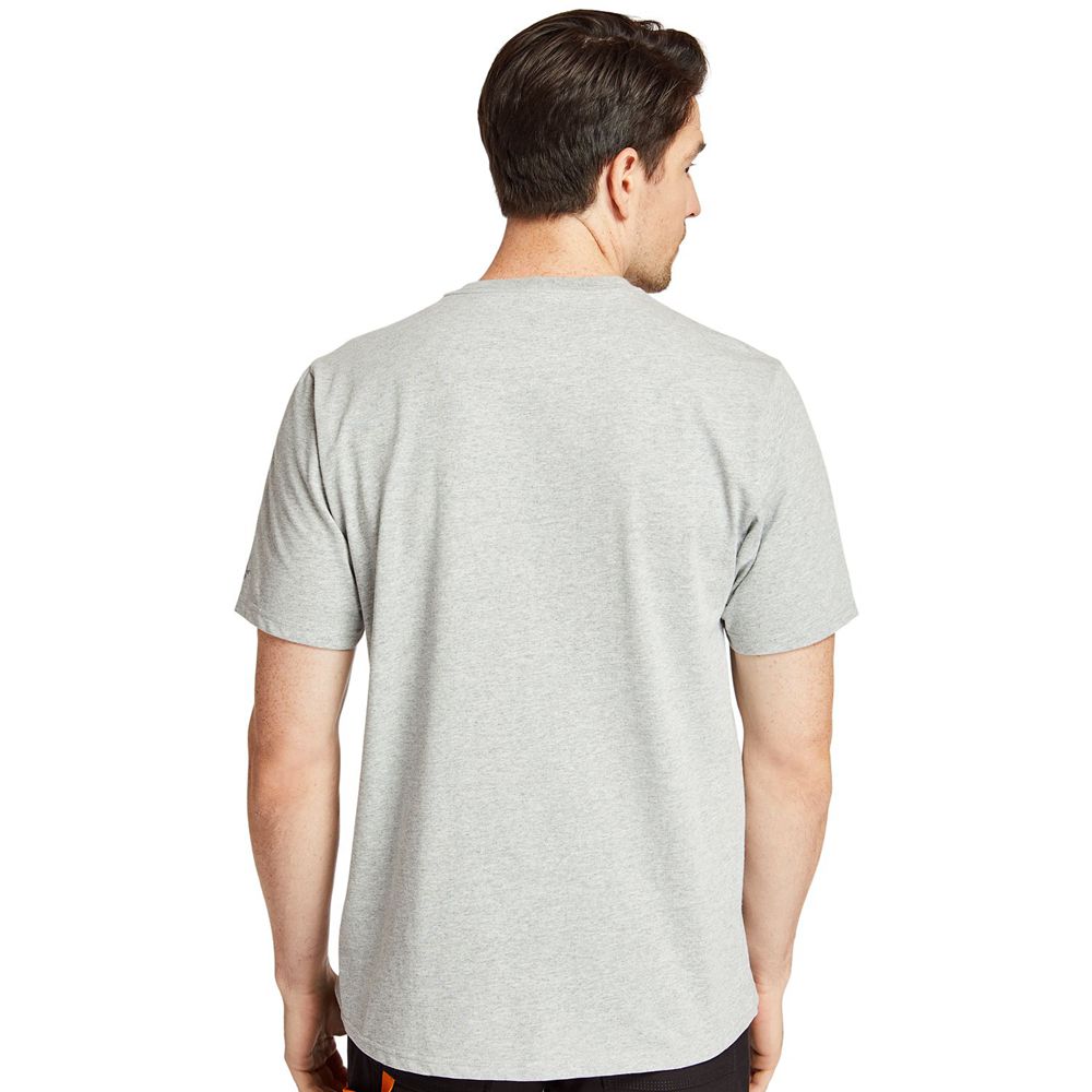 Timberland Mens T-Shirts PRO® Short Sleeve Base Plate Wicking Logo - Grey - India XE1576830